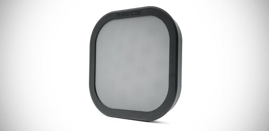 Platinum Silver Dual Layer Metal  Pop Filter by Audio Icon on White Background