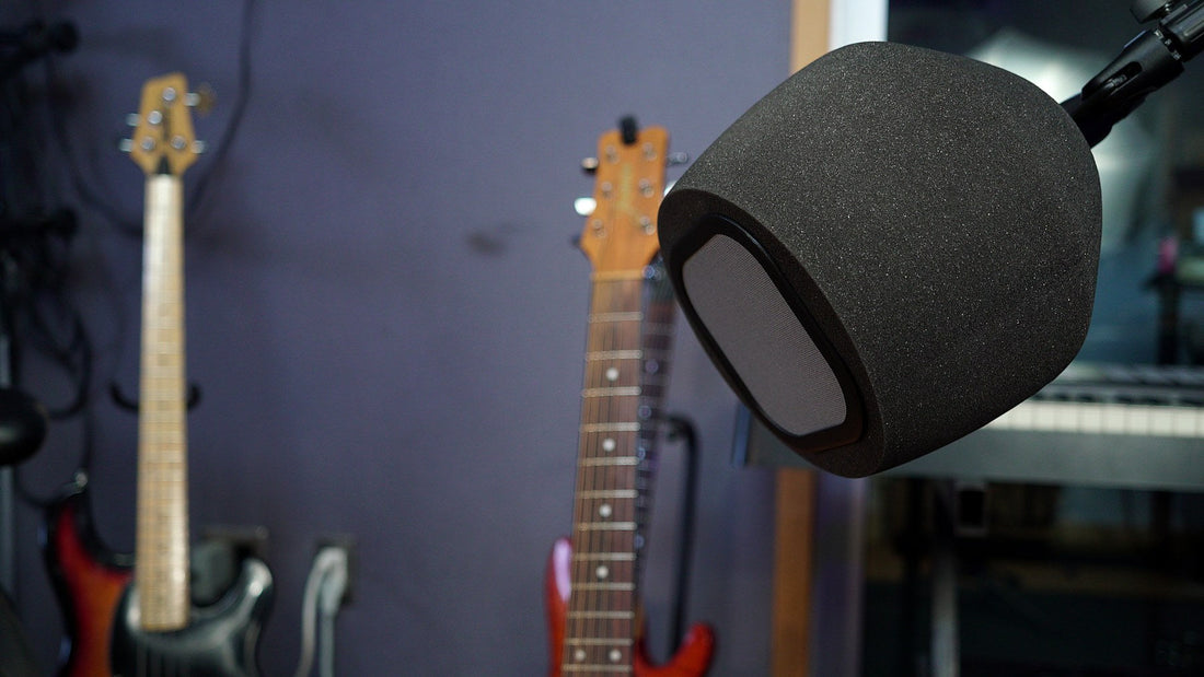 Audio Icon SoundBox microphone isolation booth mounted in a music studio