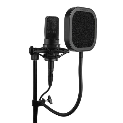 left side angle of Flex Pro Pop Filter with sponge Pop Shield