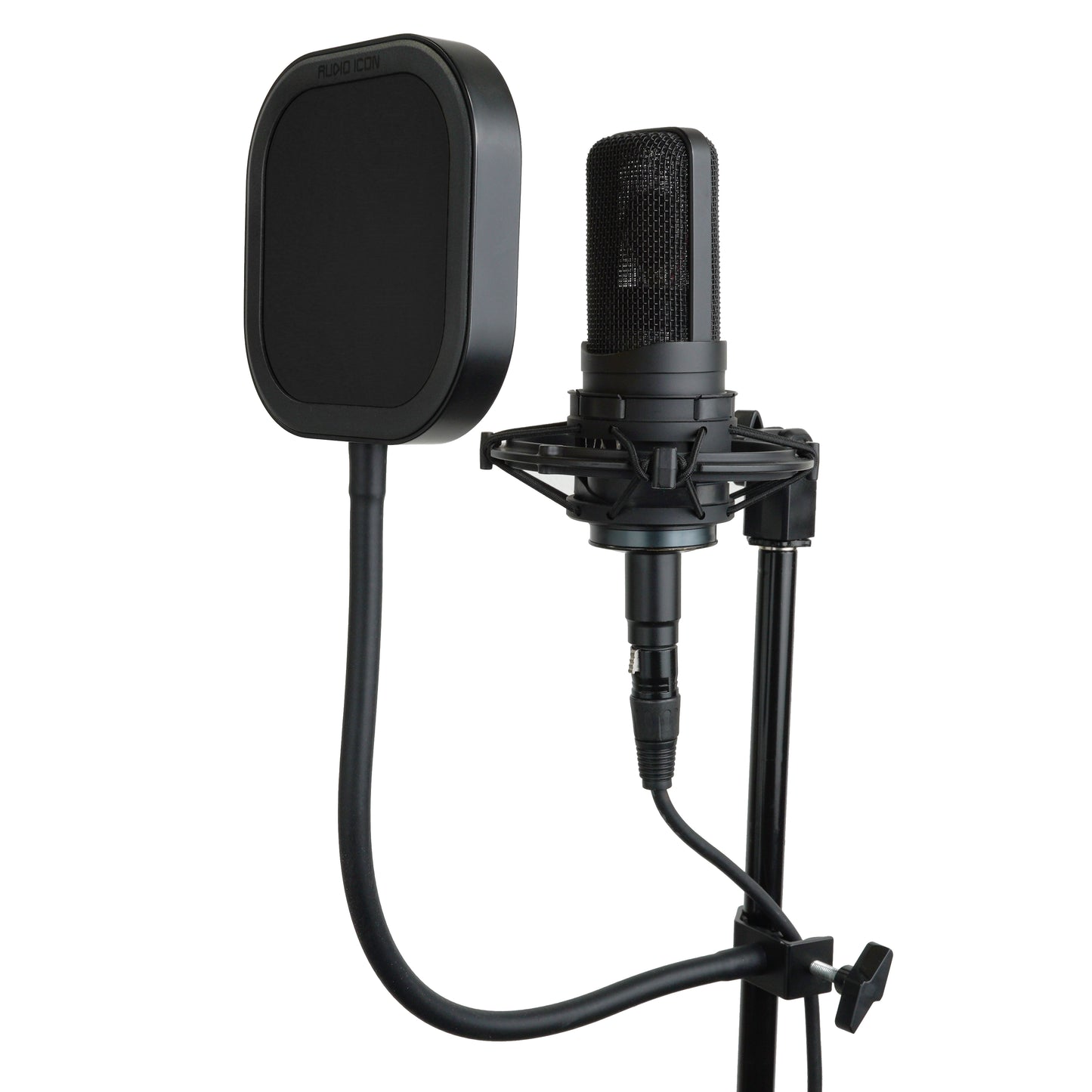 Right side angle of Flex Pro Pop Filter with Black Pop Shield