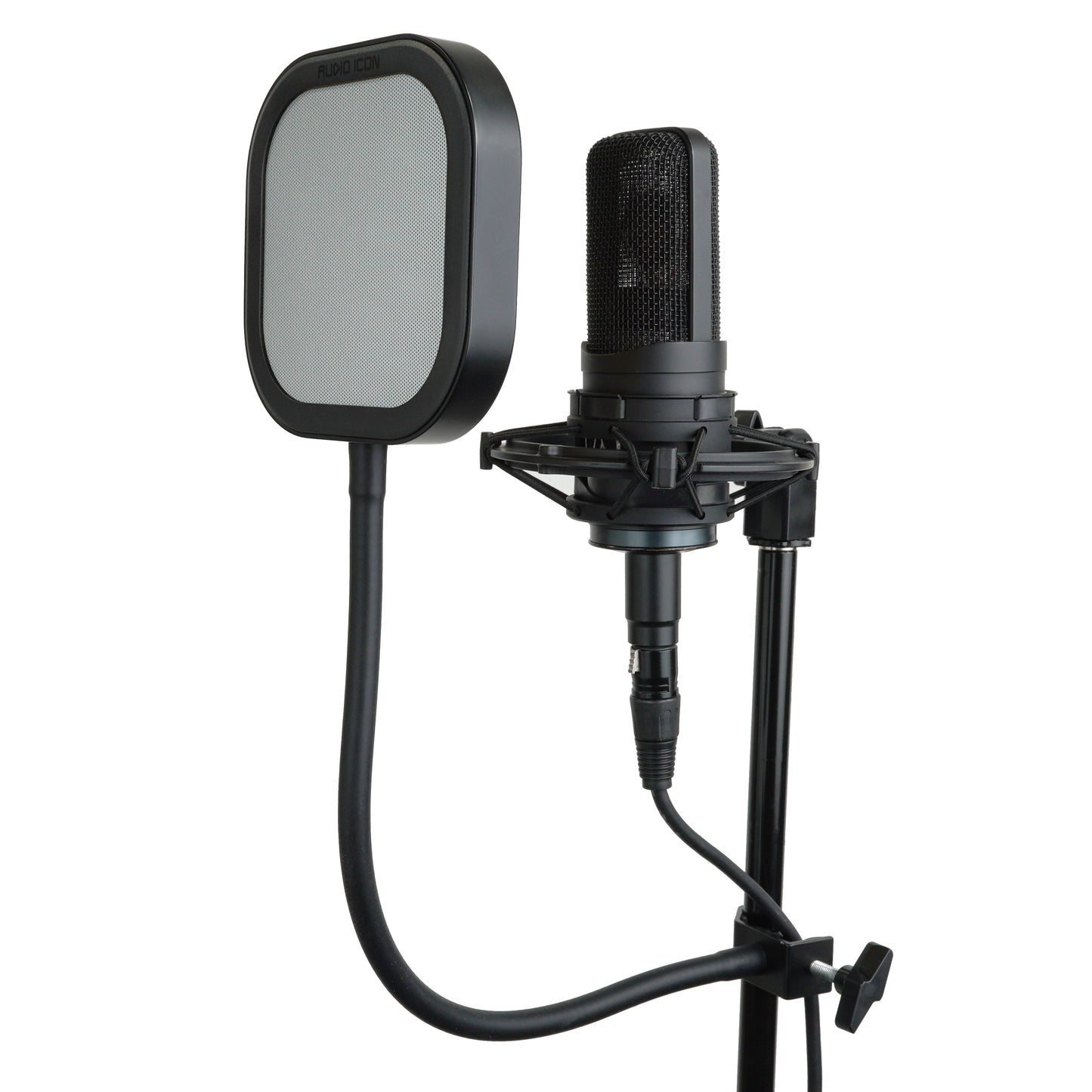 Flex Pro Pop Filter with  metallic Pop Shield right side angle