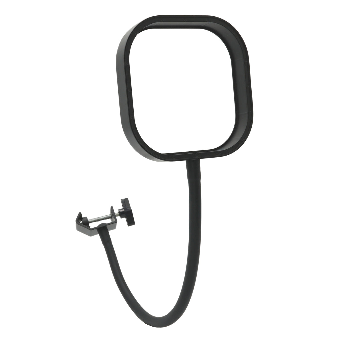 Flex Pro Pop Filter enclosure with no pop shield bent and showing flexibility