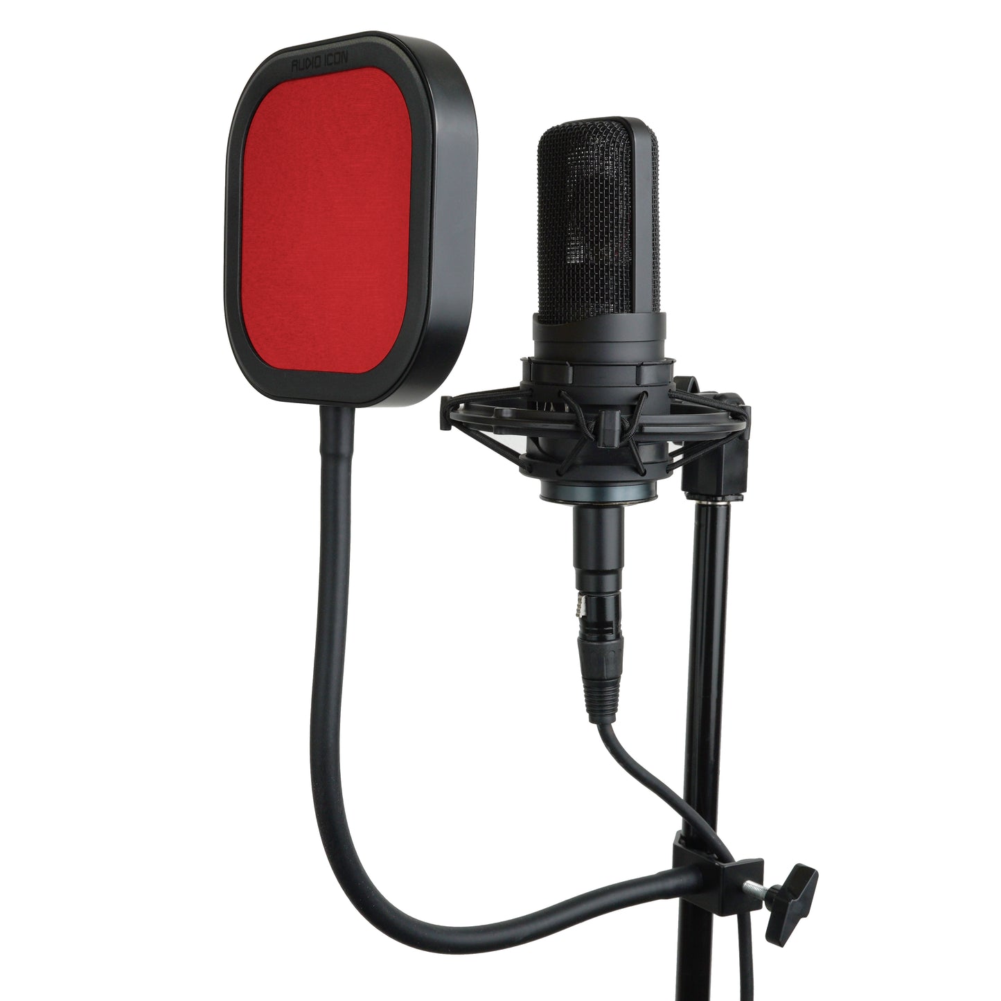 Right side angle picture of Flex Pro Pop Filter with Red Pop Shield
