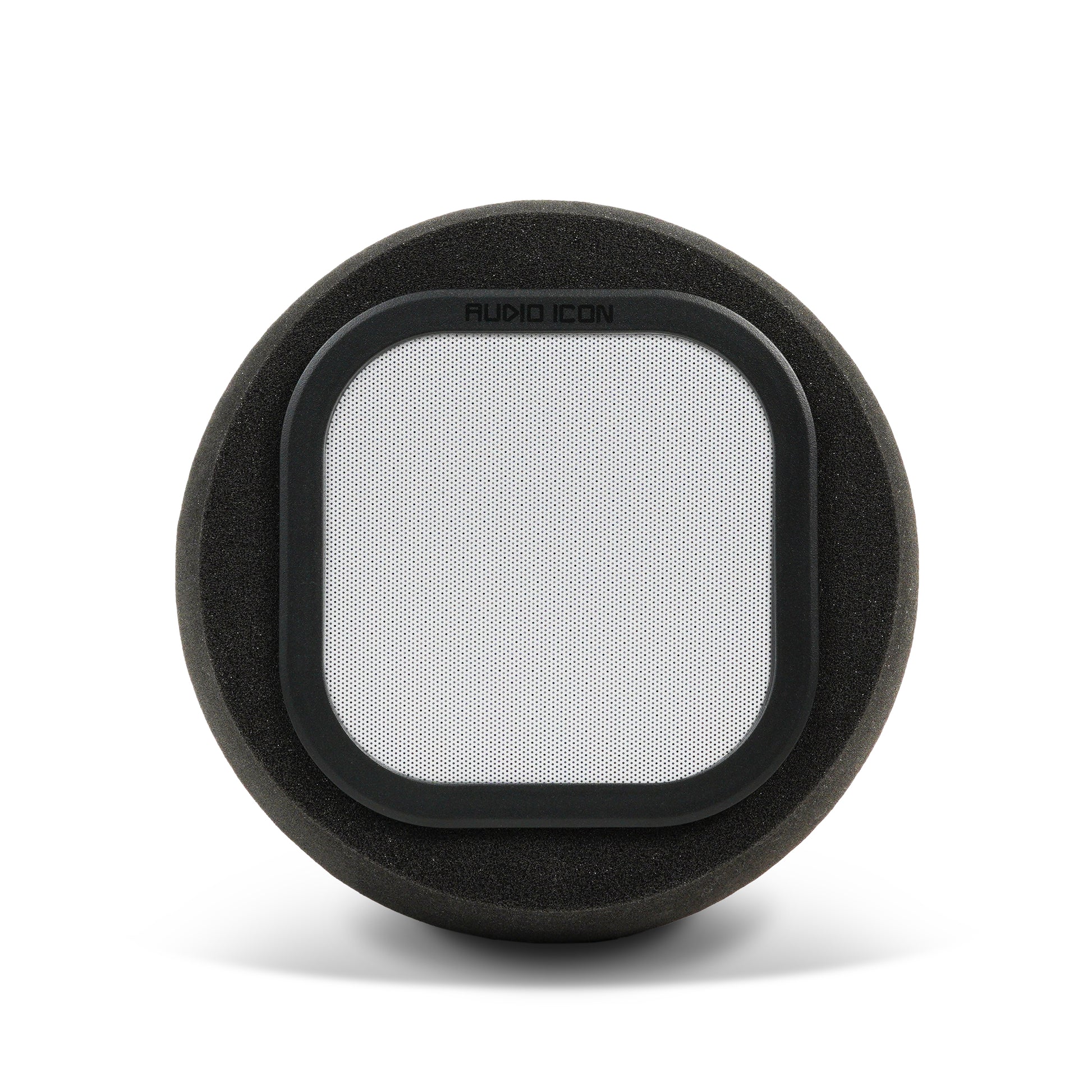 Audio Icon 7A metal Iso Booth Foam facing forward on surface with shadow