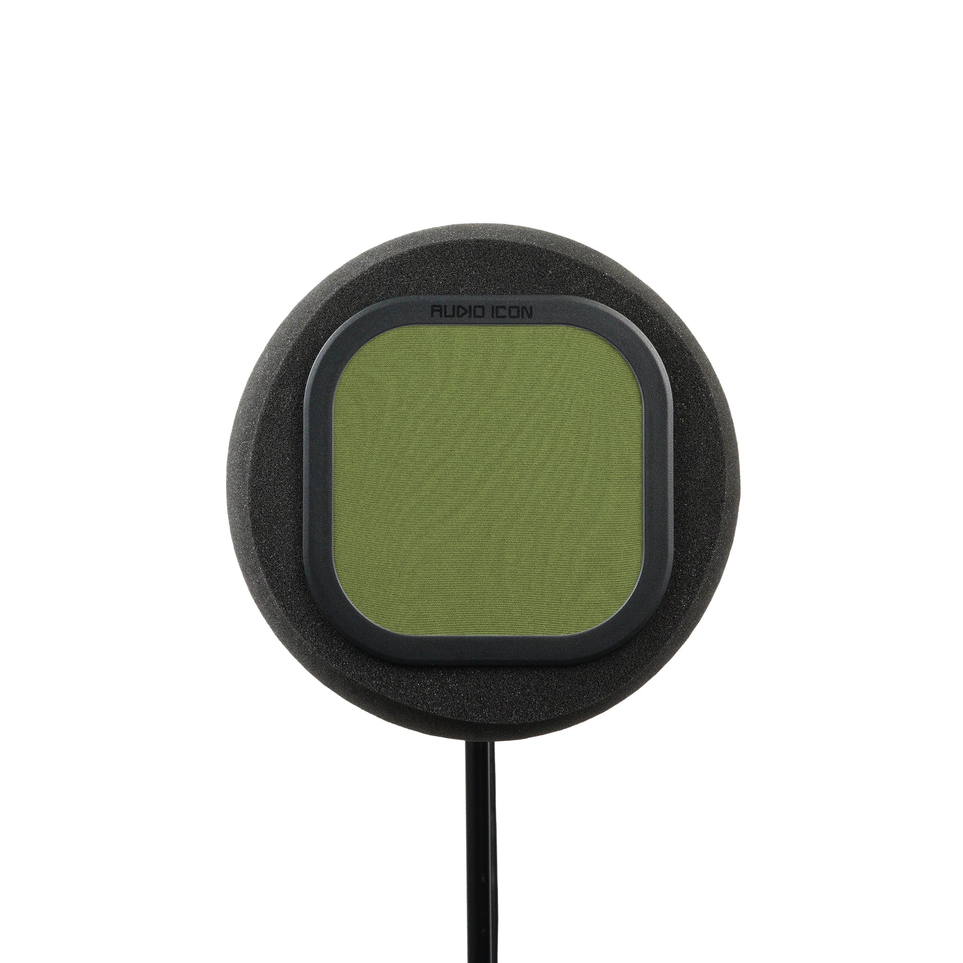 Front facing picture of SoundBox 7A with olive green pop filter 