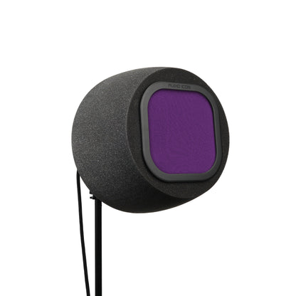 Audio Icon 7A Isolation booth facing right at 3/4 view with purple mesh pop filter