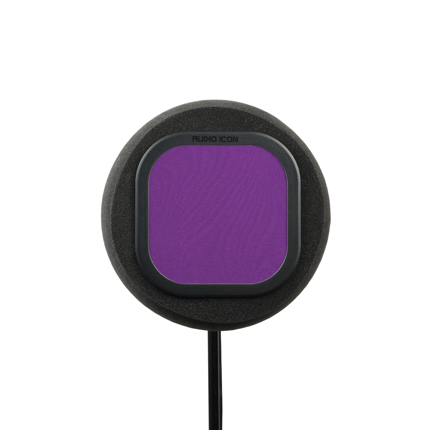 Front facing picture of SoundBox 7A with purple pop filter 