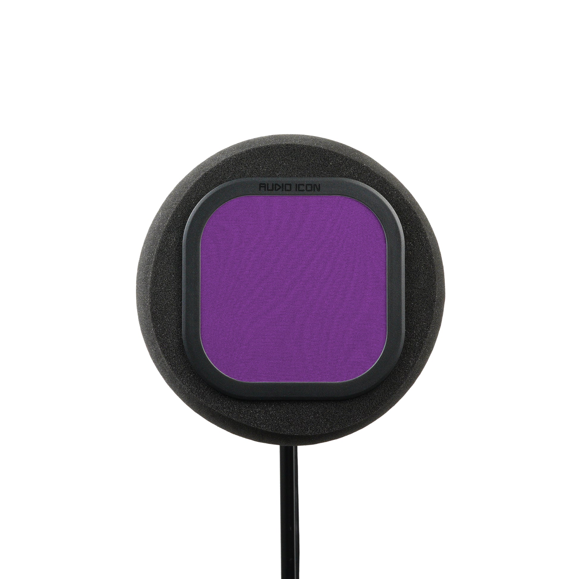Front facing picture of SoundBox 7A with purple pop filter 