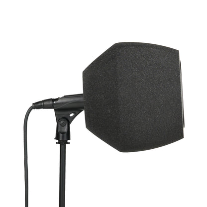 Side profile view of Audio Icon 7A Isolation Booth with purple pop filter
