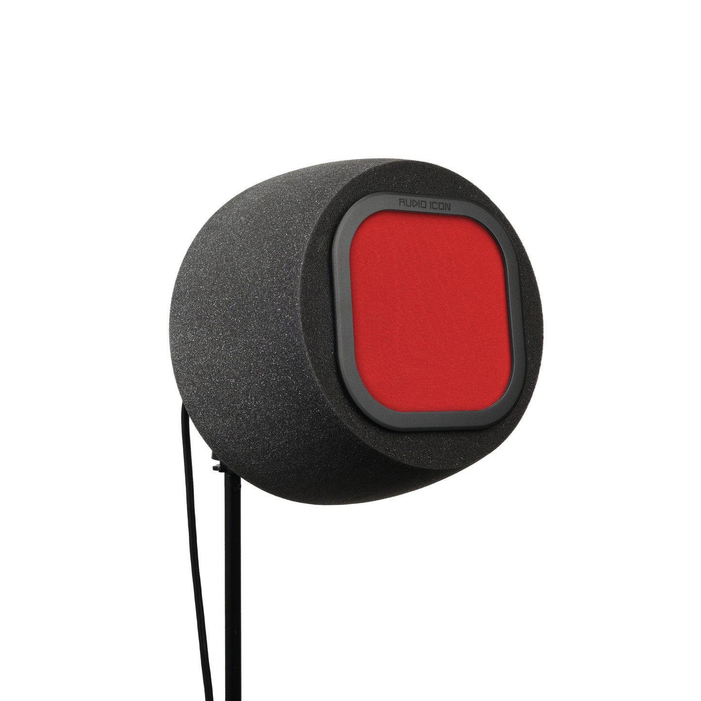 Audio Icon 7A Isolation booth facing right at 3/4 view with red mesh pop filter