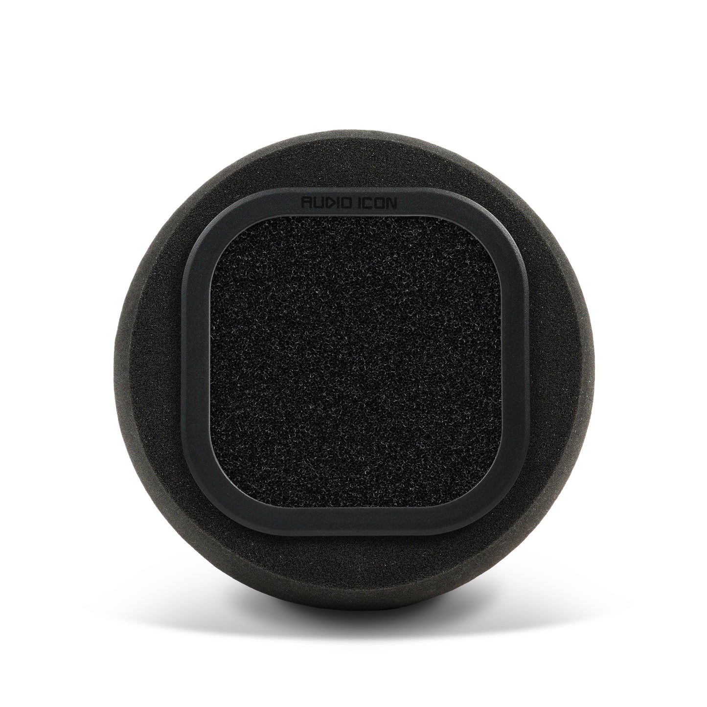 Audio Icon 7A foam pop filter and Iso Booth Foam facing forward on surface with shadow