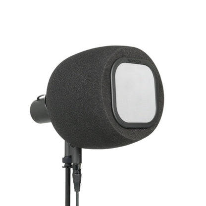 Audio Icon 7B Isolation booth facing right at 3/4 view with metal mesh pop filter