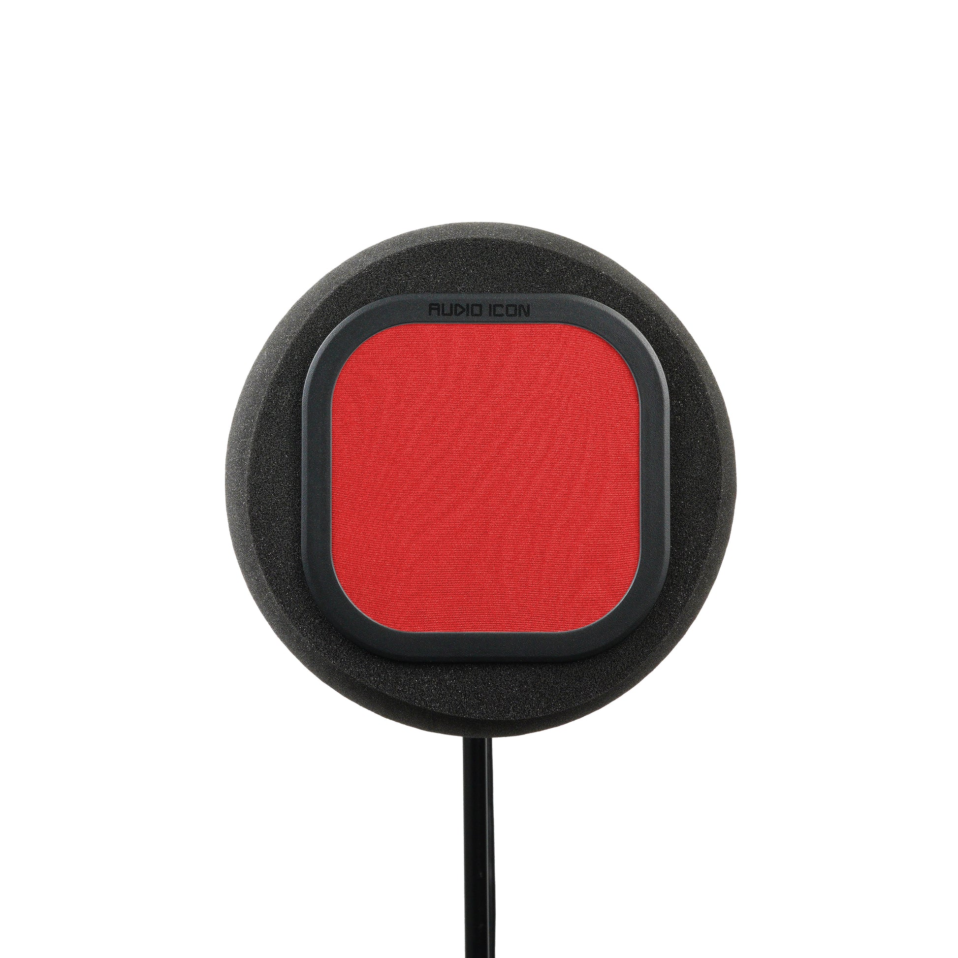 Front facing picture of SoundBox 7B with red pop filter 