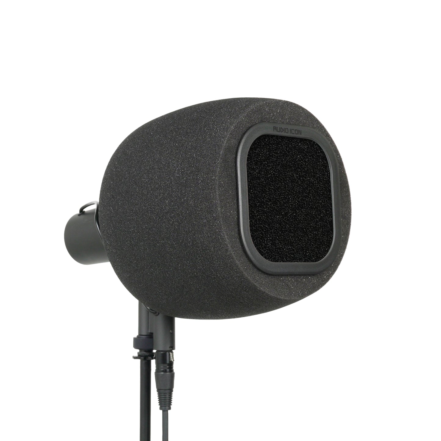 Audio Icon 7B Isolation booth facing right at 3/4 view with foam mesh pop filter