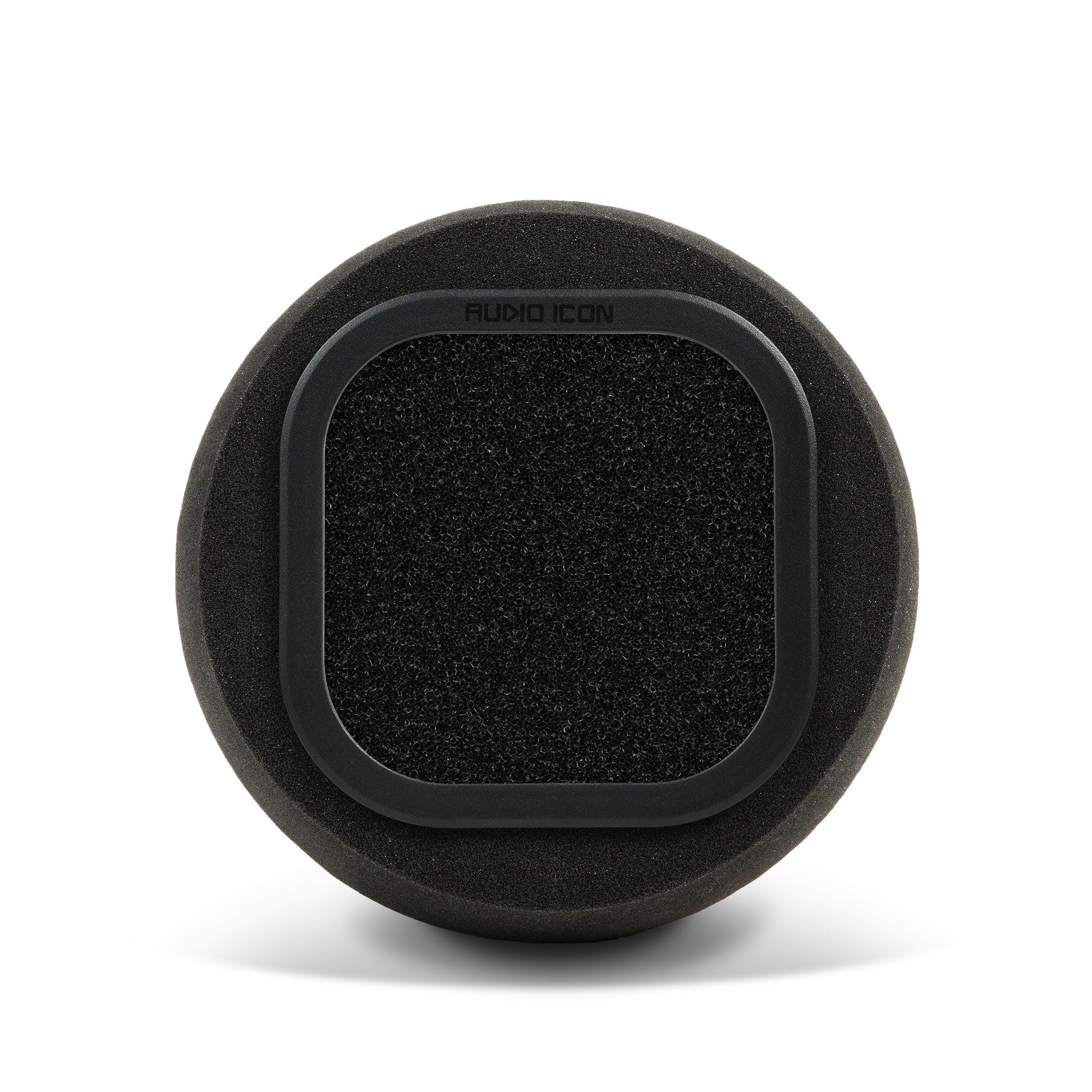 Audio Icon 7B foam pop filter and Iso Booth Foam facing forward on surface with shadow