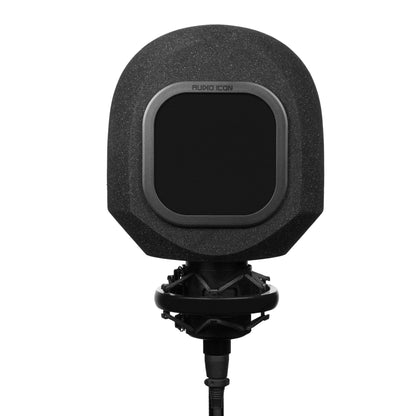 Front facing view of SoundBox C80 with Black Mesh Pop Filter on White Background