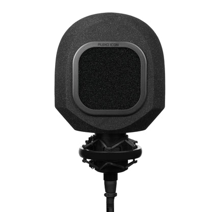 Front facing view of SoundBox C80 with Foam Pop Filter on White Background