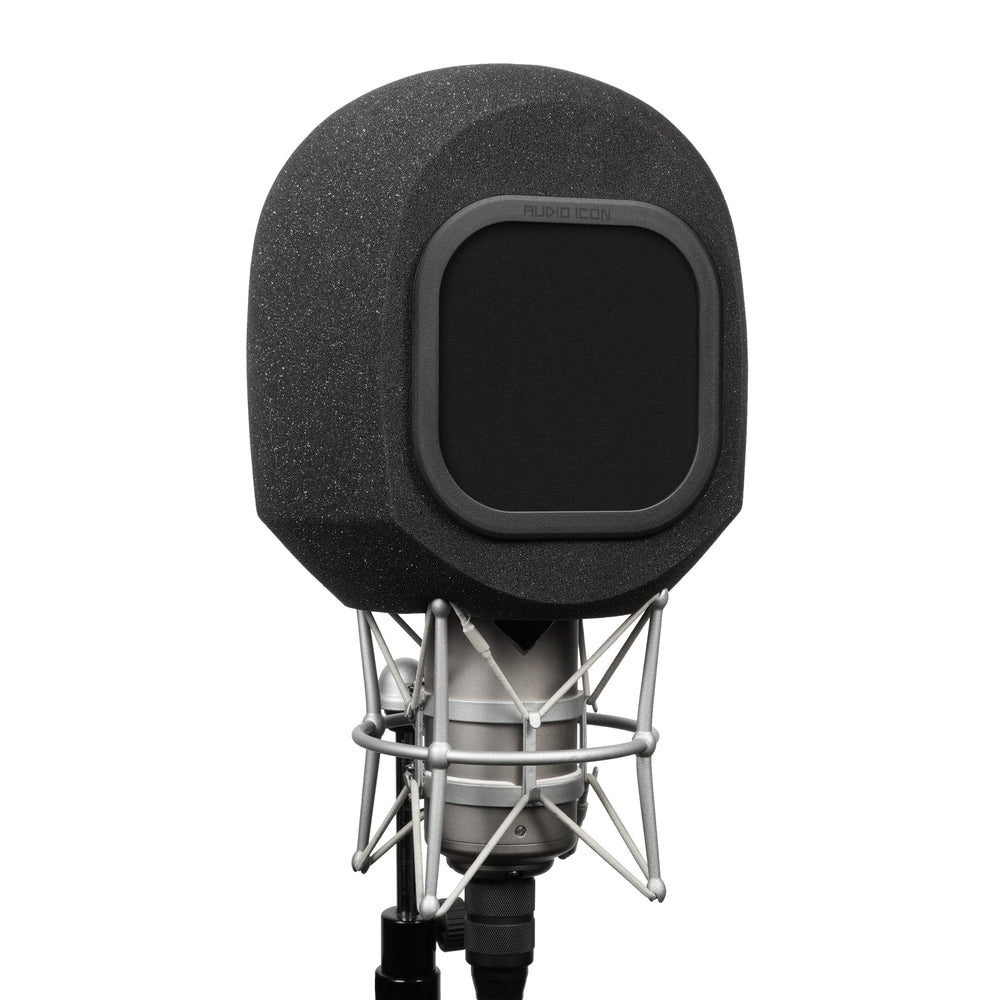 SoundBox G90 Large Diameter Microphone Iso Booth 45 degree angle with Black windscreen on white back