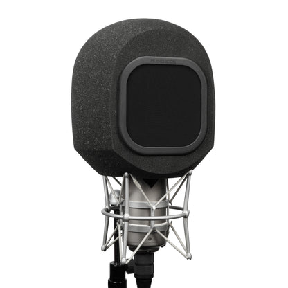 SoundBox G90 Large Diameter Microphone Iso Booth 45 degree angle with Black windscreen on white back