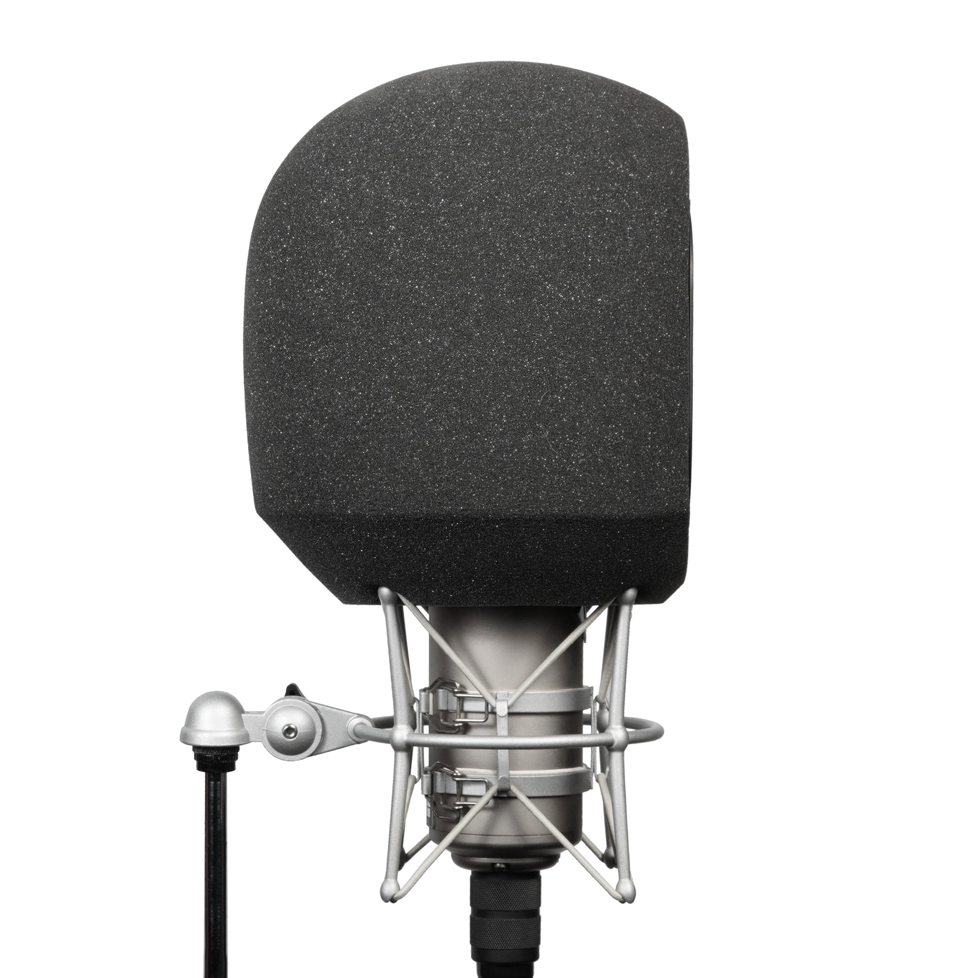 Side profile of SoundBox G90 on a large diameter U47 type mic on white background