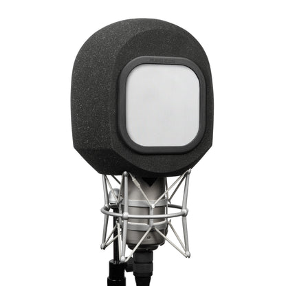 SoundBox G90 Large Diameter Microphone Iso Booth 45 degree angle with Metal windscreen on white back
