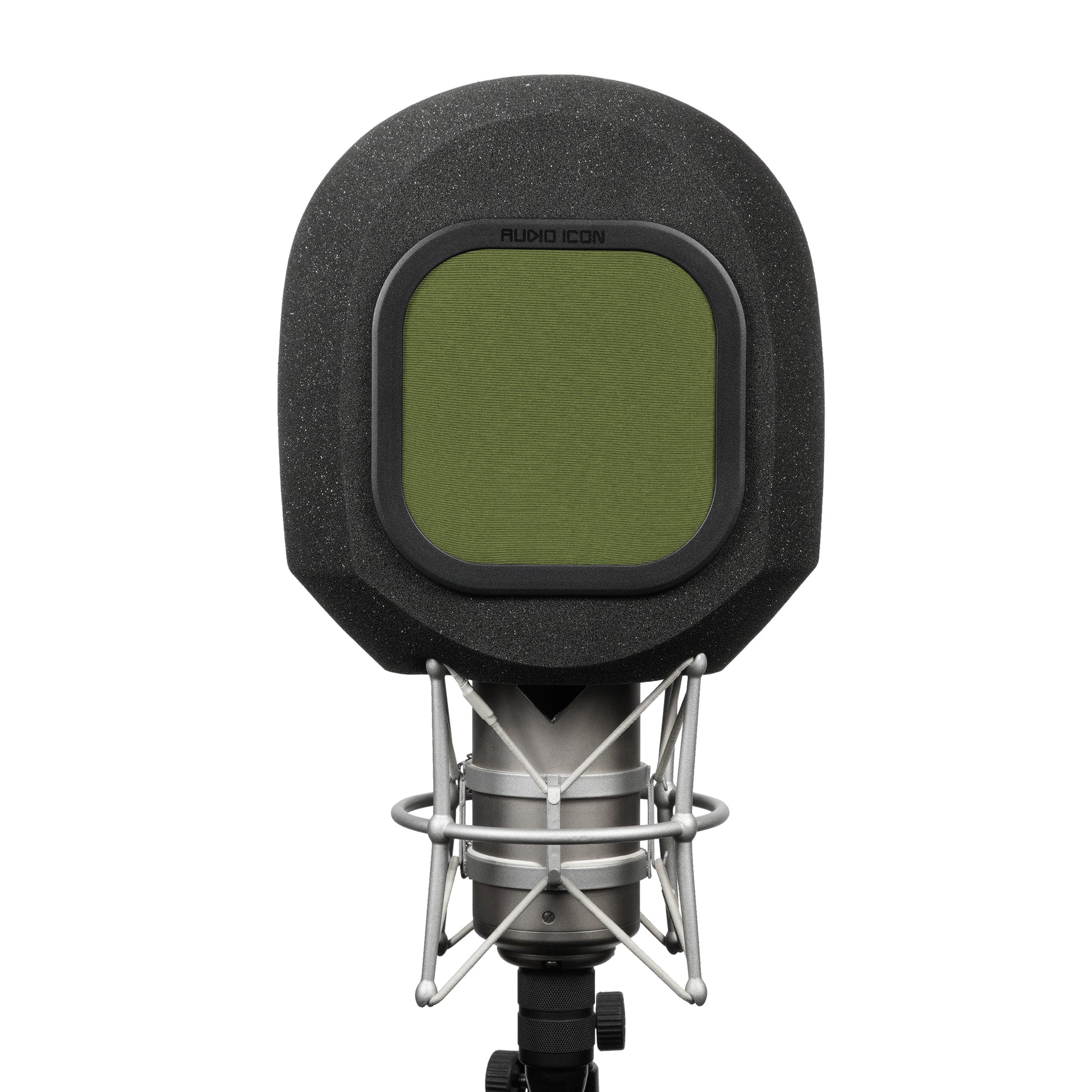 SoundBox G90 Large Diameter Microphone Foam front view with Green windscreen on white background