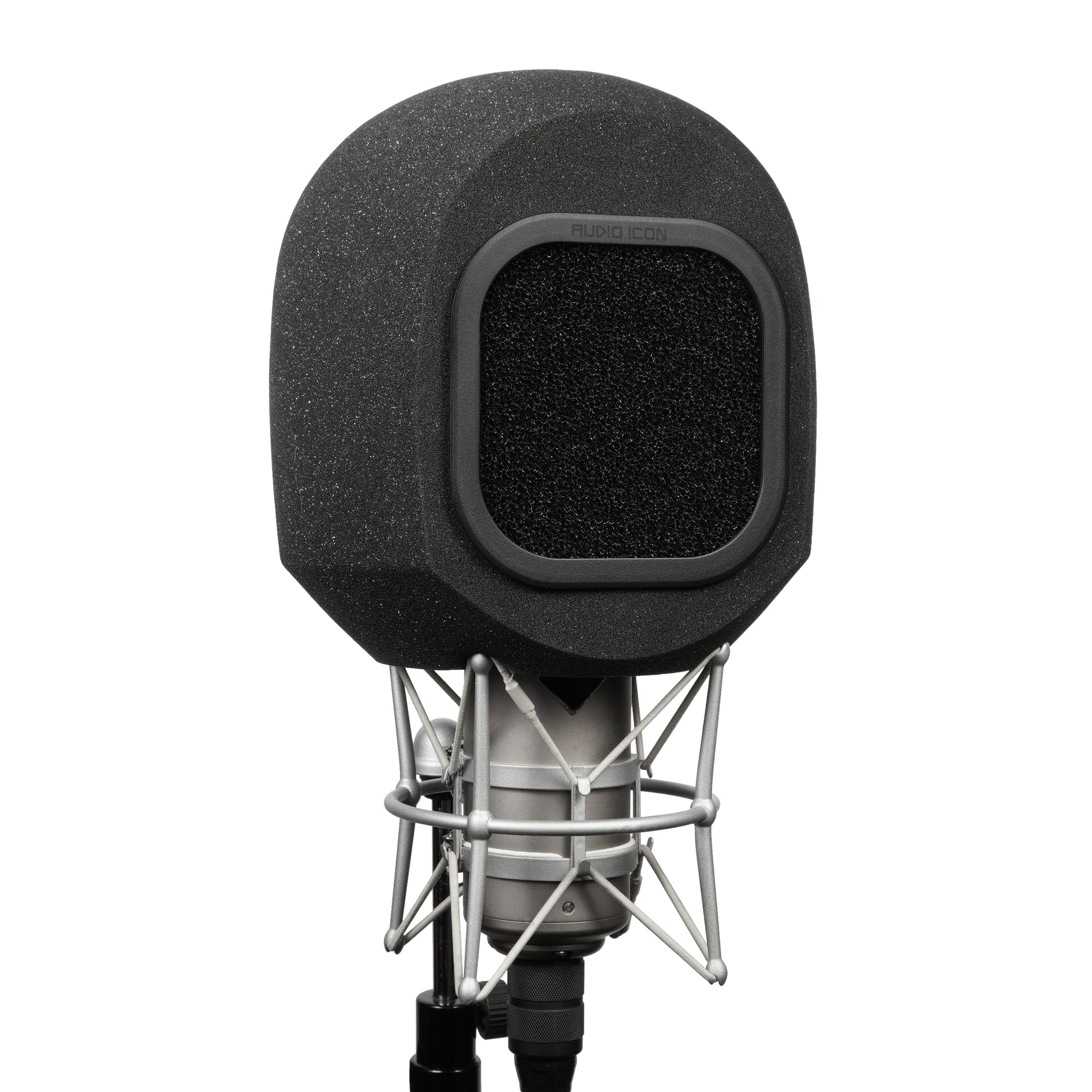 SoundBox G90 Large Diameter Microphone Iso Booth 45 degree angle with Foam windscreen on white back
