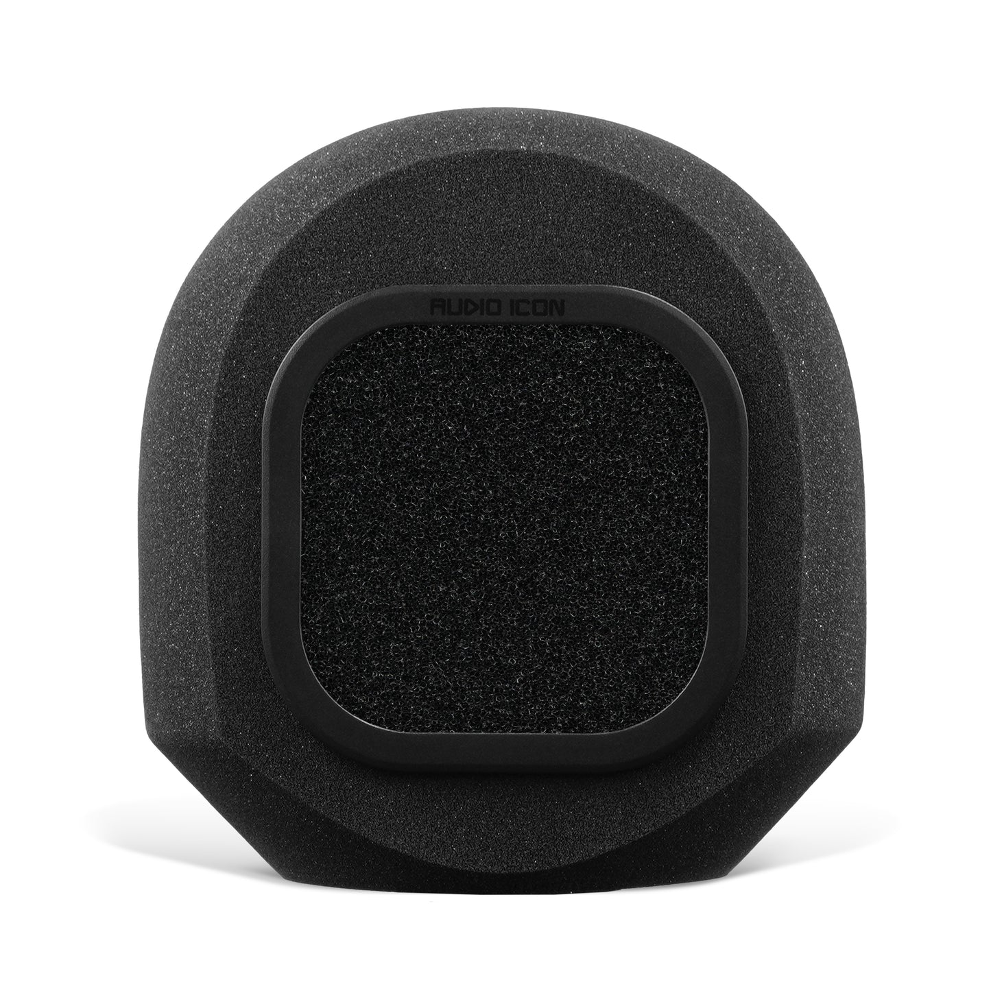 SoundBox G90 high density open cell foam sitting on white table and background with Foam pop filter inserted